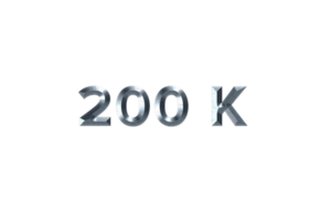 200 k subscribers celebration greeting Number with grey metal design png