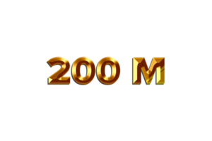 200 million subscribers celebration greeting Number with golden design png