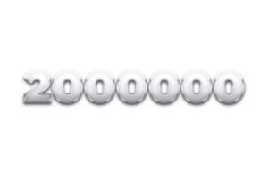 2000000 subscribers celebration greeting Number with metal design png