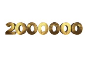 2000000 subscribers celebration greeting Number with gold design png
