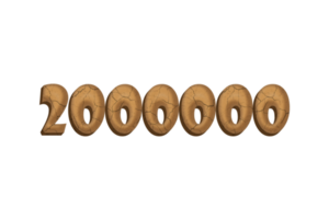 2000000 subscribers celebration greeting Number with clay design png