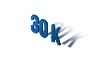 30 k subscribers celebration greeting Number with isomatric design png