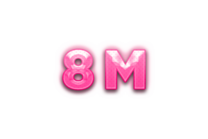 8 million subscribers celebration greeting Number with pink design png