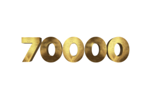 70000 subscribers celebration greeting Number with gold design png