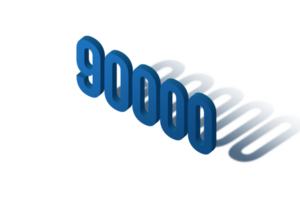 90000 subscribers celebration greeting Number with isomatric design png