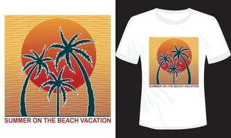 verano en el playa vacaciones camiseta diseño vector