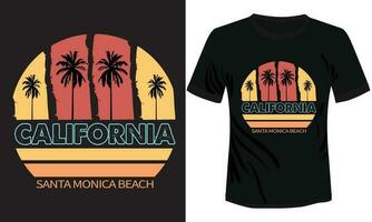 California Santa Monica Beach Vector Illustration