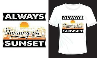 Sunset Beach with palm trees vector modern t-shirt illustration design, beach t-shirt design