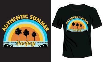 auténtico verano surf camiseta diseño ilustración vector