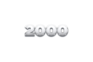 2000 subscribers celebration greeting Number with metal design png