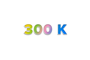 300 k subscribers celebration greeting Number with 3d extrude design png