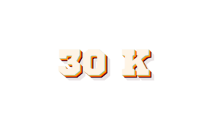 30 k subscribers celebration greeting Number with retro 2 design png