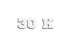 30 k suscriptores celebracion saludo número con 3d papel diseño png