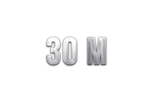 30 million subscribers celebration greeting Number with steel design png