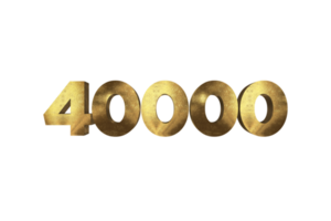 40000 subscribers celebration greeting Number with gold design png