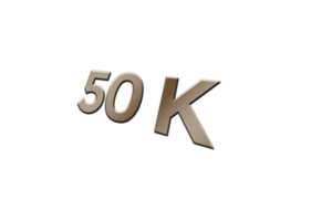 50 k subscribers celebration greeting Number with metal design png