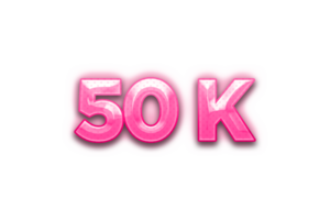 50 k subscribers celebration greeting Number with pink design png