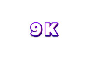 9 k subscribers celebration greeting Number with purple and pink design png