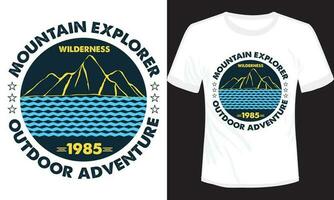 Mountain Explorer Outdoor Adventure T-shirt Design vector