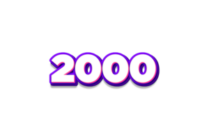 2000 subscribers celebration greeting Number with purple and pink design png