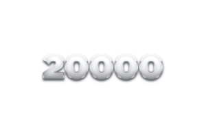 20000 subscribers celebration greeting Number with metal design png