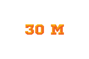 30 million subscribers celebration greeting Number with embossed design png