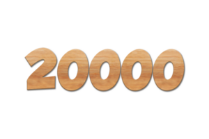 20000 subscribers celebration greeting Number with oak wood design png