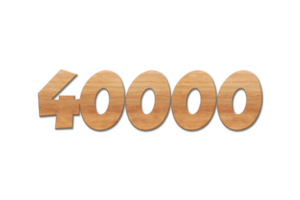 40000 subscribers celebration greeting Number with oak wood design png