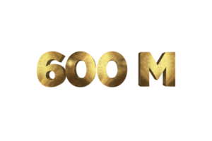 600 millón suscriptores celebracion saludo número con oro diseño png