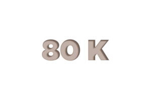 80 k subscribers celebration greeting Number with engraved design png