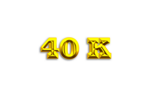 40 k subscribers celebration greeting Number with gold design png