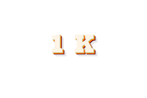 1 k subscribers celebration greeting Number with retro 2 design png