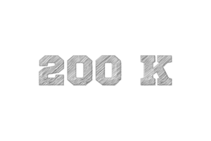 200 k subscribers celebration greeting Number with pencil sketch design png