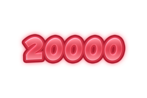 20000 subscribers celebration greeting Number with red embossed design png