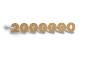 2000000 subscribers celebration greeting Number with hard card cutted design png