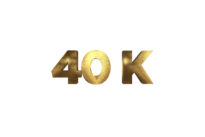 40 k prenumeranter firande hälsning siffra med guld design png