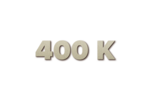 400 k subscribers celebration greeting Number with card board 2 design png