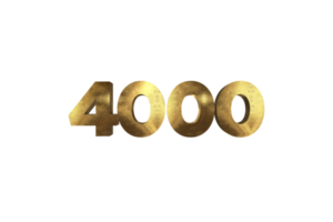 4000 subscribers celebration greeting Number with gold design png