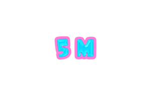 5 million subscribers celebration greeting Number with jelly design png