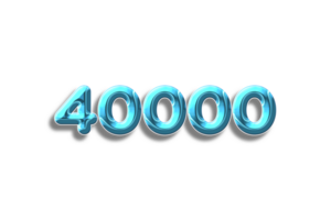 40000 subscribers celebration greeting Number with plastic design png