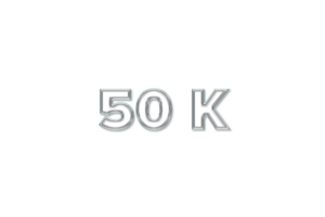 50 k subscribers celebration greeting Number with glass design png