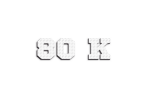 80 k subscribers celebration greeting Number with 3d paper design png