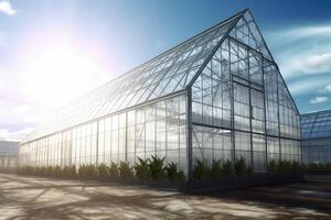 Growing organic products in modern greenhouse. photo