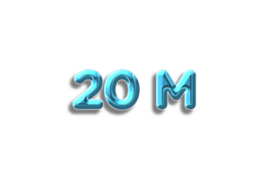 20 million subscribers celebration greeting Number with plastic design png