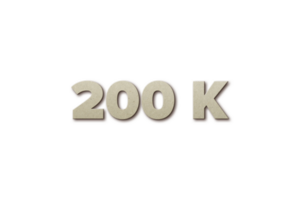 200 k subscribers celebration greeting Number with card board 2 design png