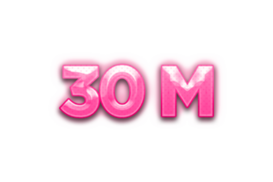 30 million subscribers celebration greeting Number with pink design png