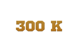 300 k subscribers celebration greeting Number with embroidery design png