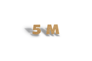 5 million subscribers celebration greeting Number with hard card cutted design png