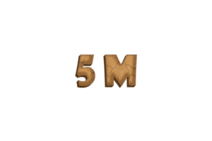 5 million subscribers celebration greeting Number with clay design png