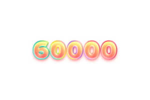 60000 les abonnés fête salutation nombre avec bonbons Couleur conception png